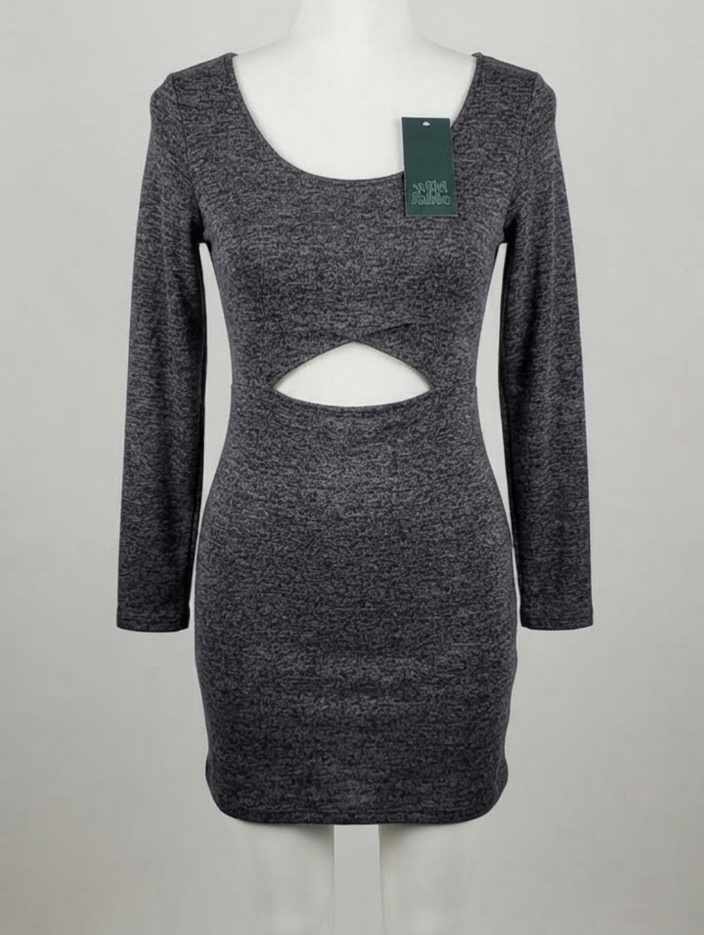 wild fable Charcoal Gray Scoop Neck Sweater Dress W/ Cut Out Design L